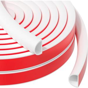 23FT Weather Stripping, Self Adhesive Door Weather Stripping, Silicone Door Seal Strip for Frame& Window (White, 9/16"(W)15/32"T)23ft(L)