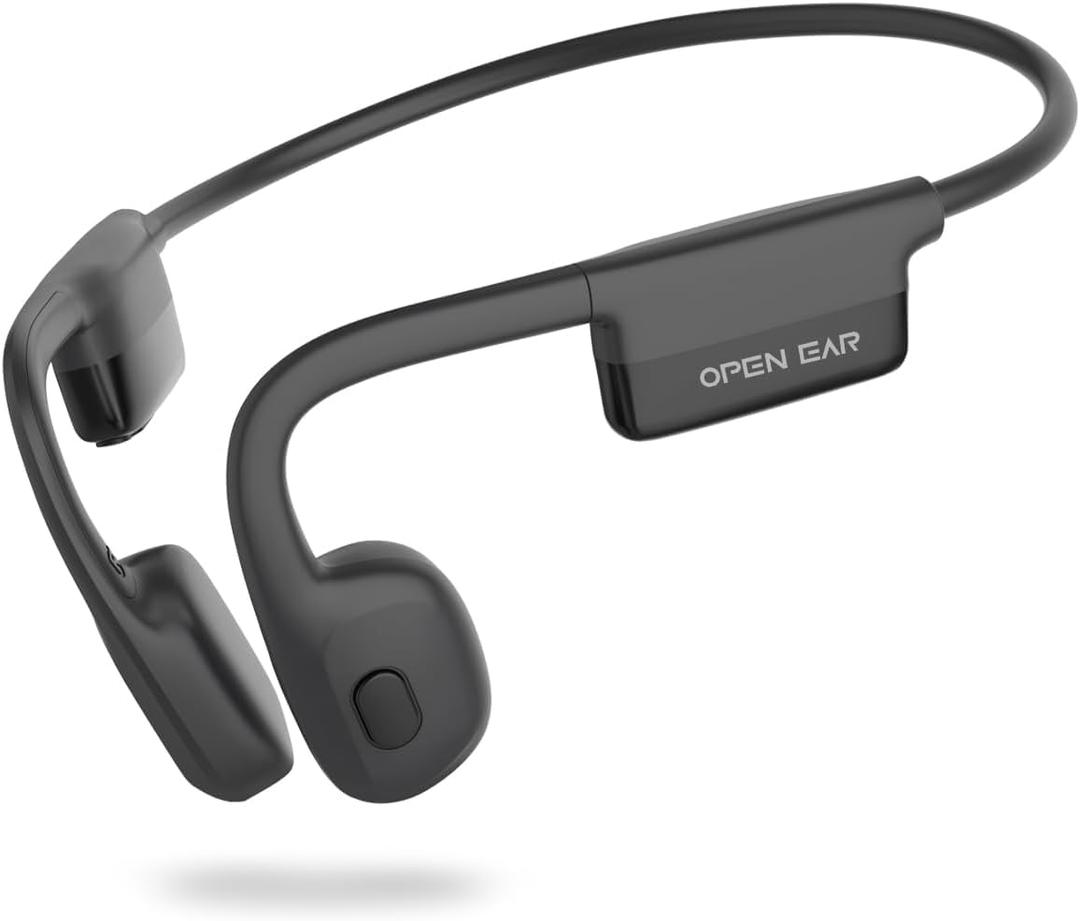 SANOTO Bone Conduction Headphones Bluetooth 5.3,Open Ear Headphones with Dual-Microphone Noise Reduction,8H Long Battery Life,IPX6 Waterproof Sports Headphones for Working, Cycling, Training (Black)