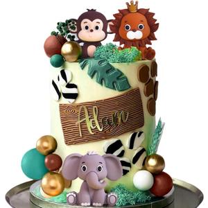 JeVenis Safari Baby Shower Cake Decoration Safari Animals Cake Decoration Wild One Cake Decoration Two Wild Cake Topper Giraffe Monkey Cake Topper