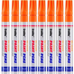Orange Paint Markers, 8 Pack Oil-Based Waterproof Quick Dry Permanent Paint Pen Set for Rocks Painting, Wood, Fabric, Plastic, Canvas, Glass, Mugs, Metal, Tire, Stone, DIY Craft