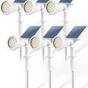 Solar Lights Outdoor Waterproof IP65 180 Adjustable Landscape Spot Lights for Yard 4 Lighting Modes Solar Powered Spotlights for Pathway Garden Outside Wall Pool Porch (6 Pack, Cool White)