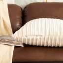 UGASA 14x20 Inch Pillow Cover Pack of 1 Soft Boho Stripe Corduroy Long Rectangular Lumbar Cushion Cover Farmhouse Decorative Throw Pillowcase for Bed, Couch, Sofa, Bedroom, Living Room, Cream