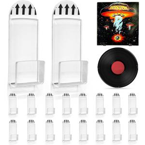 Vinyl Record Wall Mount,18 PCS Acrylic Vinyl Record Holder Self Adhesive Clear Vinyl Display Shelf No Drill Vinyl Storage Shelves for Album Covers Display and Home Wall Decoration