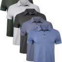 TELALEO 4/5 Pack Mens Polo Shirts Quick Dry Short Sleeve Golf T Shirt Performance Moisture Wicking Casual Workout (Medium, Black/Light Grey/Green/Light Blue/Blue(5 Pack))