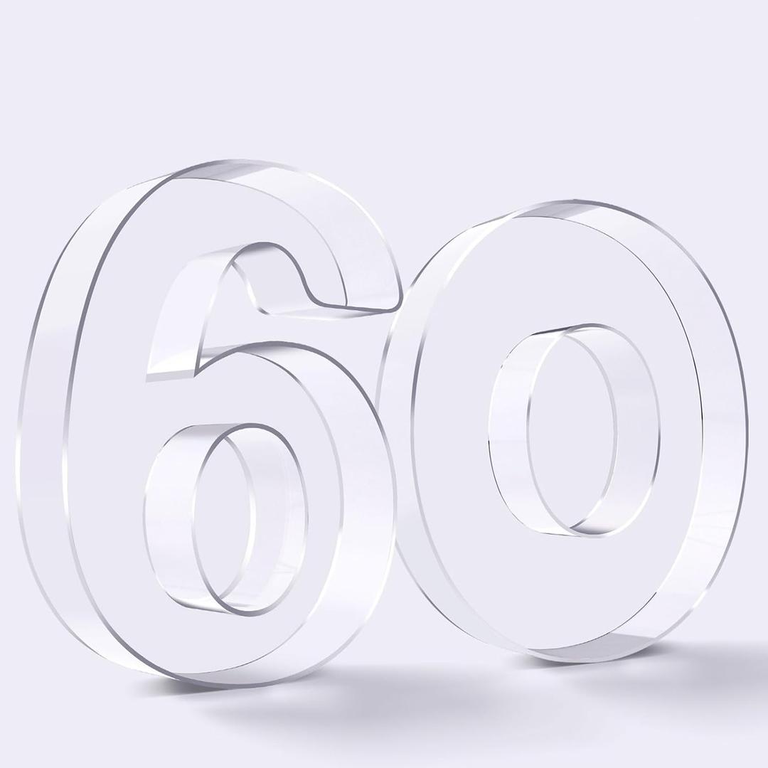 Ledido 10 Acrylic Number Charcuterie Board Box, Reusable Fillable Serving Tray for Candy Cake Fruit Snack, Easy-Clean Acrylic Charcuterie Tray for Birthday Anniversary Party Decorations, Number 60