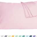 Pillow Cases, King Size Cotton Percale Weave Pillowcases, Pre-Shrunk Breathable and Hypoallergenic Pillowcases, Set of 2 (2 Piece King 20 Inch x 40 Inch, Dark Pink)
