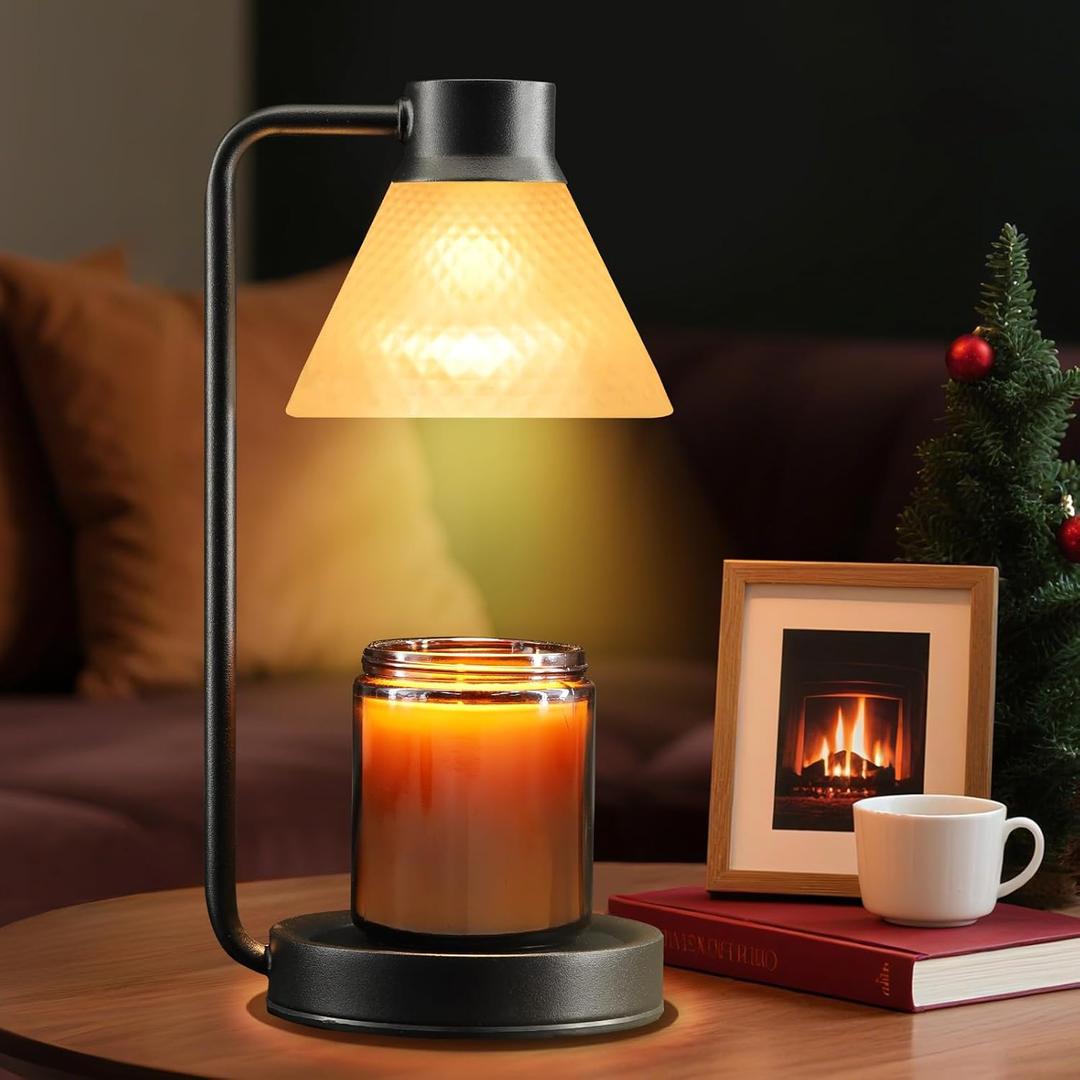 Candle Warmer Lamp - Electric Candle Warmer with Dimmable & Timer for Jar Scented Candles, Bedroom Candle Lamp Warmer with 2 Wax Warmer Halogen Bulbs, House Warming Gifts and New Home Decor