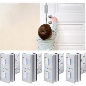 4 Pack 800 lbs Door Reinforcement Lock Child Proof & Anti-Kick Security Locks for Whole Home Safety Easy Install Anti-Kick Lock for Inward Doors Prevents Forced Entry & Unauthorized Access
