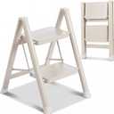 2 Step Ladder Lightweight Portable Folding Step Stool with Anti-Slip Wide Pedal 330lbs Capacity Carbon Steel Ladder for Household,Office,Library(White)