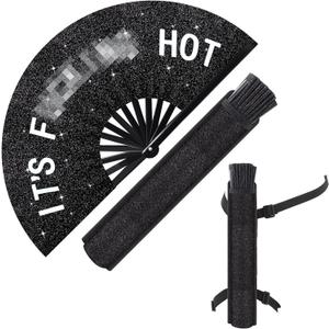 Large Rave Fan UV Glow Hand Fan with Holster for Men/women, Disco Party Favor for Edm Music Festival Club Rave Accessories(Cool Style)