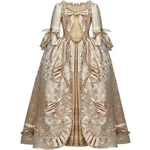 RoleplayCos Court Rococo Baroque Marie Antoinette Ball Dresses 18th Century Victorian Dress Ball Gowns Royal Women Costume, Small Gold