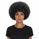 Afro Wig - Short Afro Wigs for Black Women, Wear and Go 70s Wig for Women, Machine Made Short Wigs Human Hair Natural Color 1B