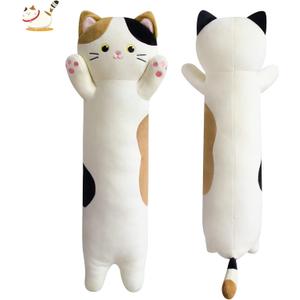 Calico Cat Long Plush Pillow - 22" Soft Cat Body Pillow, Cuddly Stuffed Animal Plushie, Cute Plushies Kawaii Birthday Gift for Cat Lovers & Kids, Adults