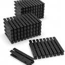 100 Pack Wooden Clothespins for Crafts, Colored Clothes Pins for Hanging Pictures Clothing Classroom, 2.9 Inch, Black