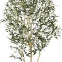 FEELEAD Faux Olive Tree 7ft with Planter - Realistic Artificial Indoor Tall Fake Potted Olive Tree with Natural Wood Trunk & Green Leaves, Elegant Tree for Home Office Decor