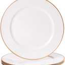 MAONAME 13" White Charger Plates Set of 6, Round Plate Chargers with Gold Rim, Plastic Decorative Charger Plates for Wedding, Tabletop Decor