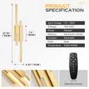 Benkut Modern LED Vanity Lights Set of 2, Gold Wall Sconce with Remote Control Dimmable Indoor Wall Light Bedside Remote Sconce for Bedroom Bathroom Living Dining Room (27.6inch 2 Pack)