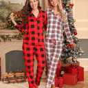 Senert Pajamas Set For Women Long Sleeve Sleepwear with Pockets Soft Button Down Shirt Long Pants Pj Lounge Sets (Red White, Small)