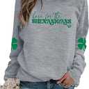 UNIQUEONE St Patricks Day Sweatshirt - Here for The Shenanigans Sweatshirts Women Casual Irish Long Sleeve Pullover Tops, M