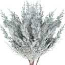 6 Pieces Frosted Artificial Cedar Pine Branches Sprigs 17" Snowy Faux Cedar Twig White Winter Greenery Stems Pine Picks Cedar Spray for Christmas Tree Craft Wreaths Garlands Holiday Season Decor (6)