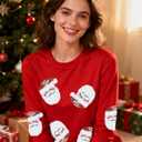 Christmas Shirts for Women Retro Pink Santa Vintage Cute Christmas Tree and Bow Graphic Xmas Vacation Tees Top (Red, XXL)