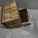 Meangood Jewelry Box Wood for Women, 5-Layer Large Organizer Box with Mirror & 4 Drawers for Rings, Earrings, Necklaces, Vintage Style, Torched Wood