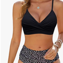 Edelqual Women's High Waisted Bikini Sets Two Piece Swimsuit Tummy Control Bathing Suit V Neck Swimwear 2025 Swim Suit, Small, Black 