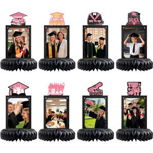 Yigney 8 Sets of 2026 Graduation Decorations - Graduation Table Decorations Honeycomb Centerpieces for 6 Inch Photo Frame Toppers 2026 Congratulate Graduations Party Decor Favor Supplies