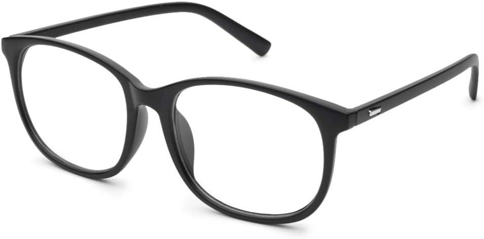Jcerki Oversize Frame Nearsighted Glasses-3.25 Strength Short Sighted Men and women lightweight Myopia Spectacles (Black)