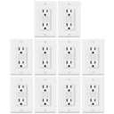 10 Pack GFCI Outlets 15 Amp, Non-Tamper Resistant, Decor GFI Receptacles with LED Indicator, Ground Fault Circuit Interrupter, Wallplate Included, ETL Listed, White