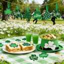 20 Pcs St Patricks Day Ornament for Tree, Green Clover Felt Shamrock Hanging Ornament with Lucky, Happy St Patricks Day for Lucky Day Party Tree Table Decorations (5 Styles)