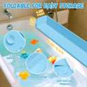Splash Guard for Bathtub Kids - Silicone Bathtub Splash Guard with 11 Suction Cups, Bath Tub Play Shelf for Kids & Toy Holder, Prevent Water Spill in Bathroom, Fun Bath Time for Toddlers Baby, Blue