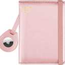 WALNEW AirTag Passport Holder, PU Leather Airtag Wallet RFID Blocking Passport Cover Travel Essentials Case for Women Men (Rosegold)