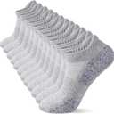 Cotton Cushioned Low Cut Running Socks for Men & Women, Ankle Socks Light Grey 6 Pairs Arch Support Breathable (Light Grey, M(6.5-9)
