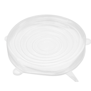 UXCELL Silicone Stretch Lids, 3 Pack - 6.5" Round Container & Bowl Covers, Reusable Silicone Lids for Cups, Bowls & Food, White