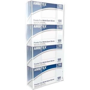 Kantek Wall Mounted Acrylic Glove Box Holder Dispenser, 4 Box Capacity, for Use in Food Service, Healthcare, Hospitals, Restaurants, 10.3" x 3.8" x 21.3", Clear, Quadruple