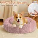 JOLLYVOGUE Calming Dog Bed Medium Size Dog, Anti-Anxiety Donut Medium Pet Bed, 27 inches Fluffy Faux Fur Round Cat Bed (Dark Pink)
