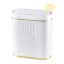 Bathroom Sensor Trash Can with Lid 2 Gallon Automatic Trash Bin, 7.5 Liter Small Smart Garbage Can, Slim Waterproof Garbage Bin, Narrow Waste Bins for Bedroom, Living Room, Office (white gold)