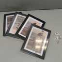 KINLINK 5x7 Picture Frame Black Wood Set of 4, Wooden Photo Frame Matted 4x6 with Plexiglass for 4x6 with Mat or 5x7 without Mat for Table and Wall Display