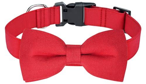 Malier Christmas Collar with Bow Tie - Classic Red Holiday Collars for Girls & Boys, Adjustable for Small to Large Dogs & Cats