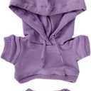 niannyyhouse 20cm Plush Doll Clothes Elastic Solid Sportswear Suits Hoodie Pants Soft Stuffed Plush Toy Dress Up Accessories (Purple, 20cm)
