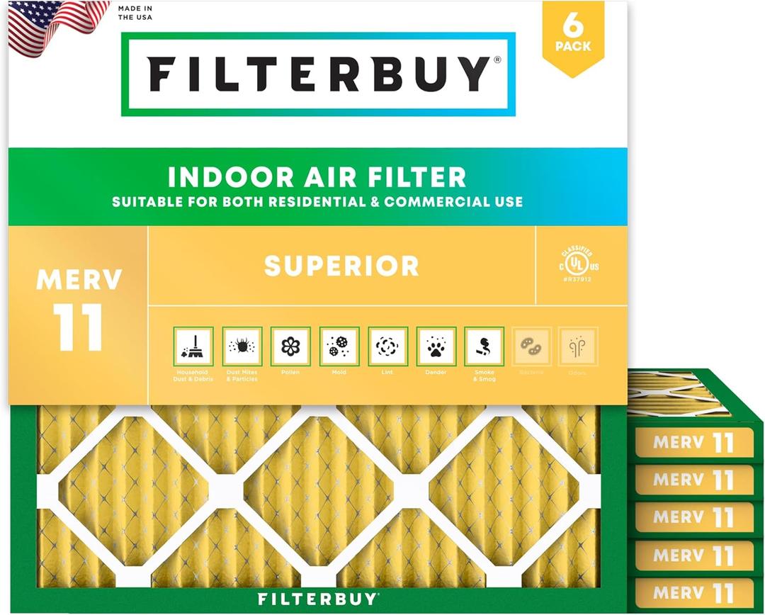 Filterbuy 29.5x29.5x1 Air Filter MERV 11 Pet & Allergy Defense (6-Pack)