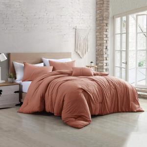 Modern Threads 4-Piece Garment-Washed Comforter Set Beck Dark Rose King