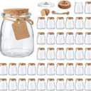 Glass Mini Yogurt Jars 40 Pack, 7 oz Favor Jars With Cork Lids, Pudding Containers, Mason Wedding Favors Honey Pot With Label Tags and String