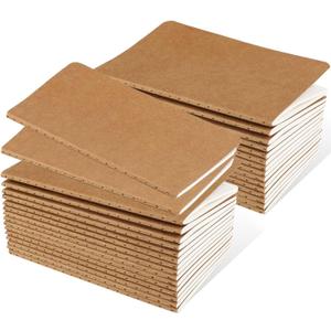 Oucaru 32PCS Mini Notebooks Bulk, 3.5" x 5.5", Brown, 60 Pages Lined Paper Small Pocket Notebook Set, Mini Journal Memo Notepads for Students, Traveler, School Office Supplies
