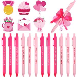 CCINEE 48pcs Mothers Day Notepads and Ballpoint Pens for Gifts Bulk, Pink Flower Sticky Notes Gel Ink Pens for Mothers Day Church School Office Coworker Gifts Sending