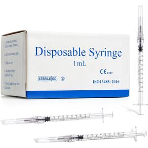 1 mL Syringes with Needle 27 Gauge 1/2 inch - 1cc Luer Lock Syringe, 100 Pack Individually Wrapped - Perfect for Essential Oils, Ink Refilling, Glue & Lab Research