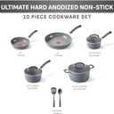 T-fal Ultimate Hard Anodized Nonstick Cookware Set, 10-Piece, Pots and Pans