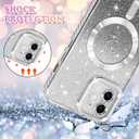 NITITOP Compatible with iPhone 12 Case Cute Clear Glitter [Compatible for MagSafe] Sparkle Bling Magnetic Plating Heart Girl Women Electroplated Frame Camera Protection Back Cover - Silver