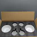 LE TAUCI Dinnerware Sets 16 PCS, Stoneware Plates and Bowls Set, House Warming Wedding Present, Serve for 4 (10" Dinner Plates + 8" Salad Dish + 28 oz Cereal Bowl+12oz coffee mugs) x 4, Arctic White